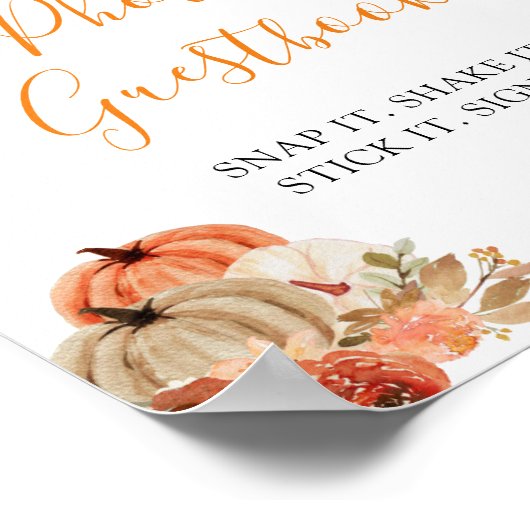Herfst Pompoen Bloemen Babykleding Foto Guestbook Poster (Hoek)
