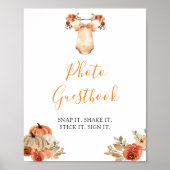 Herfst Pompoen Bloemen Babykleding Foto Guestbook Poster (Voorkant)