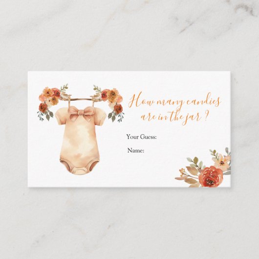 Herfst Pompoen Bloemen Babykleding Hoeveel Snoepje Informatiekaartje (Voorkant)