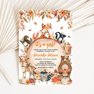 Herfst Pompoen Bloemen Bos Baby Shower Kaart