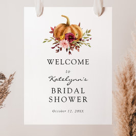 Herfst Pompoen Bloemen Bruids Bruiloft Welkom Bord Poster