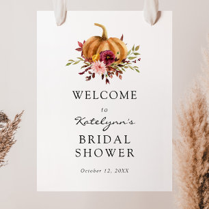 Herfst Pompoen Bloemen Bruids Bruiloft Welkom Bord Poster