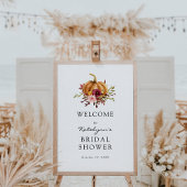 Herfst Pompoen Bloemen Bruids Bruiloft Welkom Bord Poster