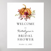 Herfst Pompoen Bloemen Bruids Shower Welkomstbord Poster (Voorkant)