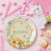 Herfst Pompoen Bloemen Gezegende Thanksgiving  Papieren Bordje (Feest)