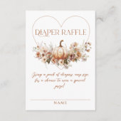 Herfst Pompoen Bloemen hart Baby shower Luier Informatiekaartje (Voorkant)