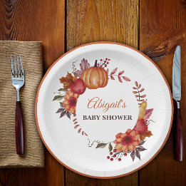 Herfst Pompoen Bloemen Herfst Baby shower Papieren Bordje