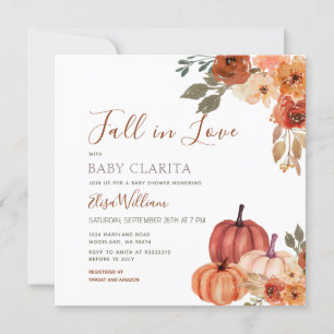 Herfst Pompoen Bloemen Herfst in liefde Baby showe Kaart