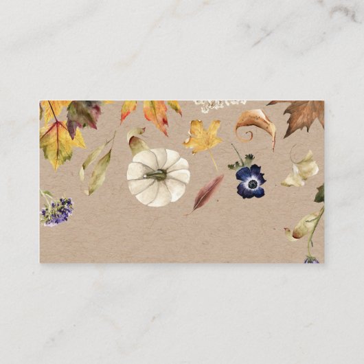 Herfst Pompoen Bloemen Luier Raffle Ticket Informatiekaartje (Achterkant)