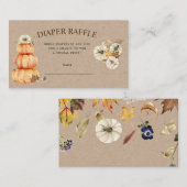 Herfst Pompoen Bloemen Luier Raffle Ticket Informatiekaartje (Voorkant / Achterkant)