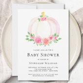 Herfst Pompoen Bloemen Meisje Baby shower Kaart