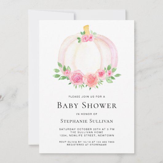 Herfst Pompoen Bloemen Meisje Baby shower Kaart (Voorkant)