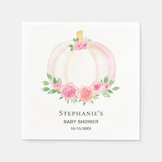Herfst Pompoen Bloemen Meisje Baby shower Servet (Voorkant)