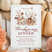 Herfst Pompoen Bloemen Rustieke Thanksgiving Diner Kaart