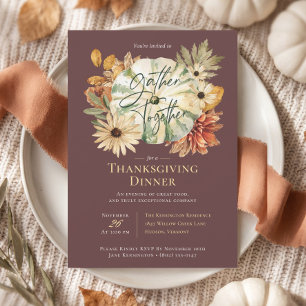 Herfst Pompoen Bloemen Thanksgiving Diner Kaart