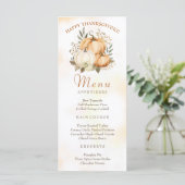 Herfst Pompoen Bloemen Thanksgiving Diner Menu (Staand voorkant)