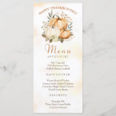 Herfst Pompoen Bloemen Thanksgiving Diner Menu (Voorkant)