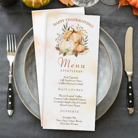 Herfst Pompoen Bloemen Thanksgiving Diner Menu