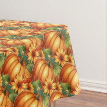 Herfst Pompoen Bloemen Thanksgiving Tafelkleed