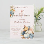 Herfst Pompoen Bloemen Verjaardag Party Uitnodigin Kaart (Staand voorkant)