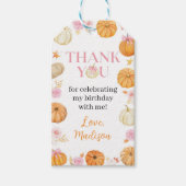 Herfst Pompoen Bloemen Verjaardagsfeest Dank u Cadeaulabel (Voorkant)