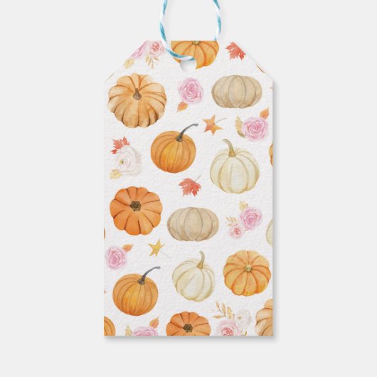 Herfst Pompoen Bloemen Verjaardagsfeest Dank u Cadeaulabel (Achterkant)