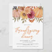 Herfst Pompoen Bloemen Vriendschapsdiner Kaart (Voorkant)