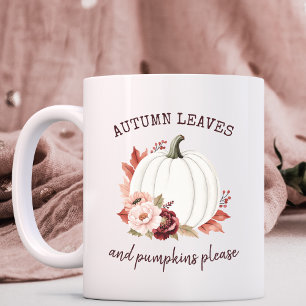 Herfst Pompoen Bloemen Waterverf Koffiemok