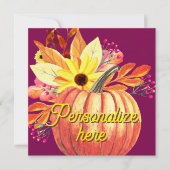 Herfst pompoen bloemenbloem sinaasappel paarse wij (Voorkant)