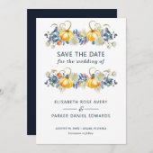 Herfst pompoen bloemenbruiloft bewaar de datum save the date (Voorkant / Achterkant)