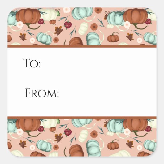 Herfst pompoen bloemencadeau Label (Voorkant)