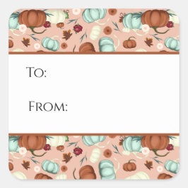 Herfst pompoen bloemencadeau Label