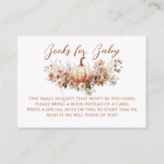 Herfst Pompoen Bloemenhart Baby shower Boek Informatiekaartje (Voorkant)
