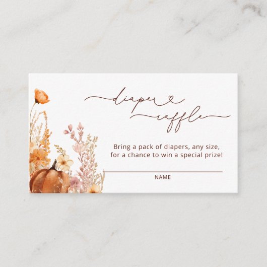 Herfst Pompoen Bloemenluier Raffle Informatiekaartje (Voorkant)