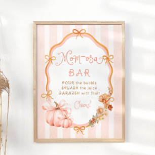 Herfst Pompoen Bloemige Baby Shower Mom-osa Bar Poster