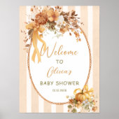 Herfst Pompoen Bloemige Baby Shower Welkom Poster (Voorkant)