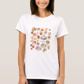 Herfst Pompoen Bloemige Bladeren Kunst T-shirt (Voorkant)