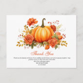 Herfst Pompoen Bloemige Trouw Dank Je Briefkaart (Voorkant)