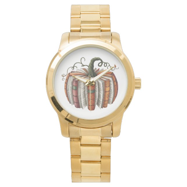 Herfst Pompoen Boek Lover Booktok Halloween Horloge (Voorkant)