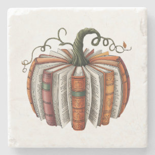Herfst Pompoen Boek Lover Booktok Halloween Stenen Onderzetter