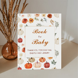 Herfst Pompoen Boeken voor Baby Baby shower Reclamebord Met Voetstuk
