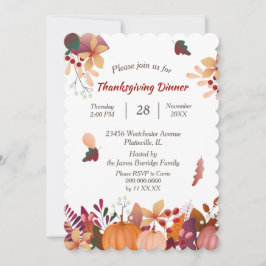 Herfst Pompoen Boeket Thanksgiving Diner Kaart