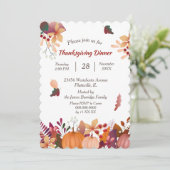 Herfst Pompoen Boeket Thanksgiving Diner Kaart (Staand voorkant)