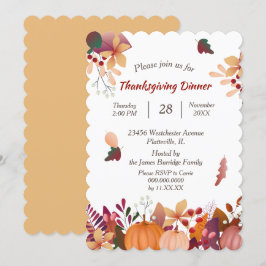 Herfst Pompoen Boeket Thanksgiving Diner Kaart