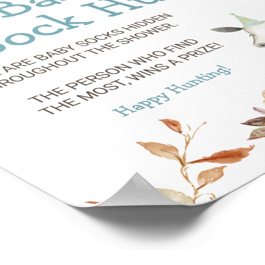 Herfst Pompoen Boerderij Dier Baby Sock Hunt Poster (Hoek)