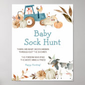 Herfst Pompoen Boerderij Dier Baby Sock Hunt Poster (Voorkant)