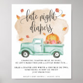 Herfst Pompoen Boerderij Truck Late Night Luier Ac Poster (Voorkant)