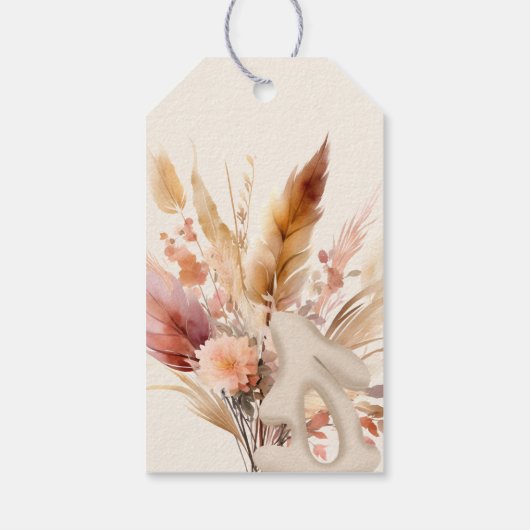 Herfst pompoen Boho Baby shower Cadeaulabel (Achterkant)