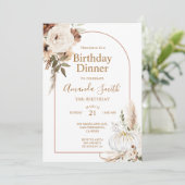 Herfst Pompoen Boho Boog Bloem Verjaardag 30e Dinn Kaart (Staand voorkant)