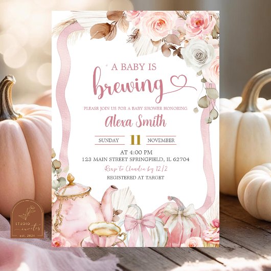 Herfst Pompoen Boho Coquette A Baby is brouwthee Kaart